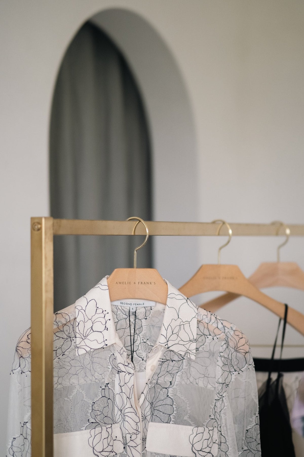 Second Female Wila Lace Shirt in Ivory, photographed for Amelie and Frank's in Red Hill