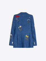Vilagallo Sophia Embroidered Denim Jacket, product back view
