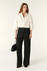 BA&SH Cary Trousers in noir, worn by model, full length front view