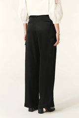 BA&SH Cary Trousers in noir, worn by model, back view