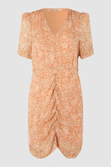 Second Female Mora Mini Dress in tigerlily print, product view on a plain background
