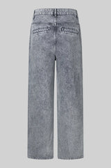 Second Female Columdore Denim Trousers in grey wash, flat lay back view