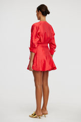 Acler Fairyhill Mini Dress in chilli, worn by model, back view