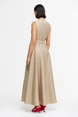 Acler Hepworth Maxi Dress in clay, worn by model, full length back view