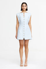 Acler Cinderford Mini Dress in blizzard, worn by model, full length front view
