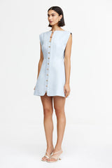 Acler Cinderford Mini Dress in blizzard, worn by model, three-quarter view