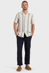 ACADEMY Driftwood Short Sleeve Shirt - Navy Stripe