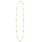 RUBYTEVA Long Gold Plate chain with Multi Tourmaline Beads & gold charms