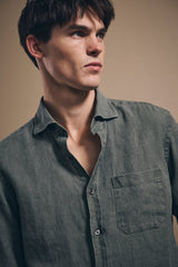 Christian Kimber Vintage Shirt Italian Linen,Washed Olive