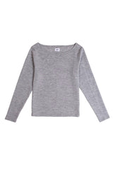 Vaenn Baby Wool Long Sleeve Wide Neck Crew in marble, flat product shot