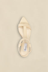 Zoe Kratzmann Debut Heel in cashew leather, top view of pointed toe and T-bar