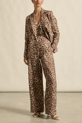 Zoe Kratzmann Gesture Pant in ocelot print, worn by model with matching jacket, full length