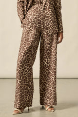 Zoe Kratzmann Gesture Pant in ocelot print, worn by model, front view from the waist down