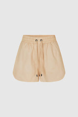 Second Female Marsala Leather Short, drawstring waist and curved hem, product view