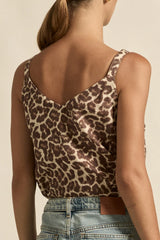Zoe Kratzmann Memo Top in ocelot print, worn by model, back view