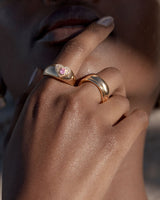 By Charlotte Lover Bold Ring in 18k gold vermeil, worn on hand with a second ring