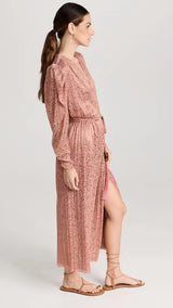 Sabina Musáyev Marble Dress, worn by model, side view with front split