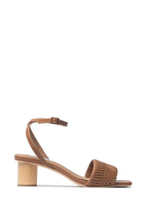 Zoe Kratzmann Stint Heel in canyon woven leather, single sandal side view