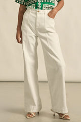 Zoe Kratzmann Valiant Jean in porcelain, wide leg, front view from the waist down