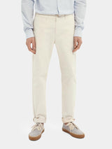 Scotch & Soda Stuart Twill Chino in kit, worn by model with a pale blue shirt, front view