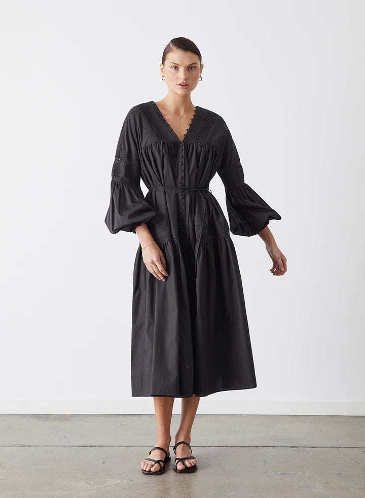 Black midi cheap smock dress