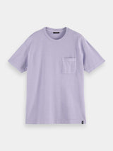 Scotch & Soda Tee in lilac, flat product shot showing the chest pocket