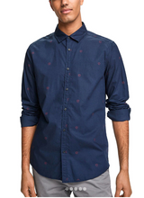 Scotch & Soda Ams Blauw Shirt in navy with small red motif print, on figure, front view