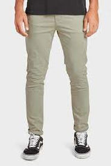 The Academy Brand Cooper Slim Chino in dusty olive, worn by model, cropped front view