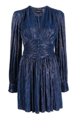 Sabina Musáyev Shaya Dress in blue metallic, long sleeve mini, product view