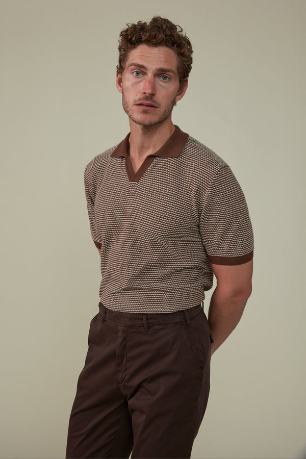 CHRISTIAN KIMBER Beechworth Short Sleeved Polo , Coffee