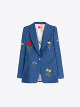 Vilagallo Sophia Embroidered Denim Jacket