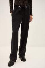 ba&sh Pavana Pants in carbone, cropped front view of the straight leg
