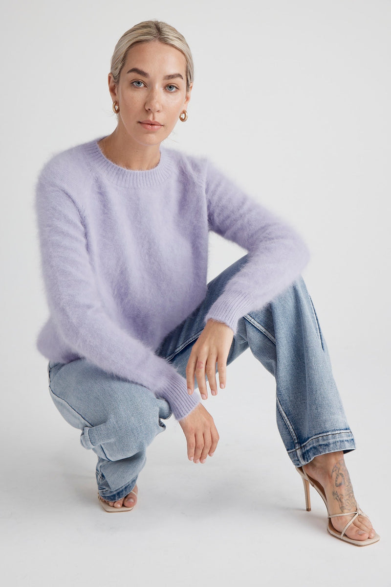 WORLD OF NOMADS Adele Cashmere Crew Neck Knit, Lilac