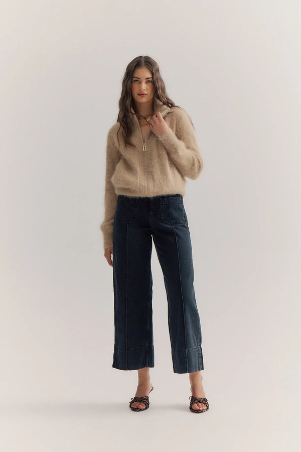 World of Nomads Felix Zip Cardigan - Latte