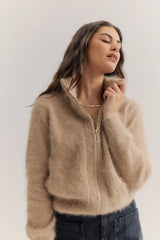 World of Nomads Felix Zip Cardigan - Latte