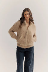 World of Nomads Felix Zip Cardigan - Latte