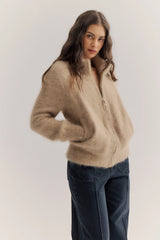 World of Nomads Felix Zip Cardigan - Latte