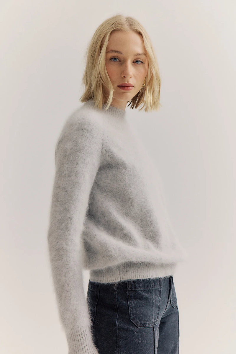 WORLD OF NOMADS Adele Crew Neck Knit - Light Grey
