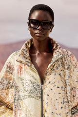 Mes Demoiselles Jerry lurex jacquard quilted jacket, close front view