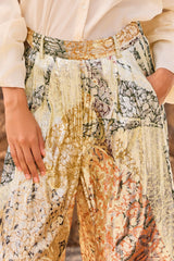 Mes Demoiselles Jump Lurex Jacquard Wide Pants, close detail of waistband and pocket