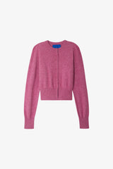 Mes Demoiselles Smit Cardigan in mauve, cropped button-front knit, flat product shot