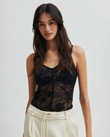 Second Female Social lace strap top,black