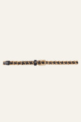 ba&sh Brooke Belt in black and gold, laid flat