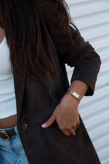 2nd Skin KINGSTON SUEDE BLAZER - ESPRESSO