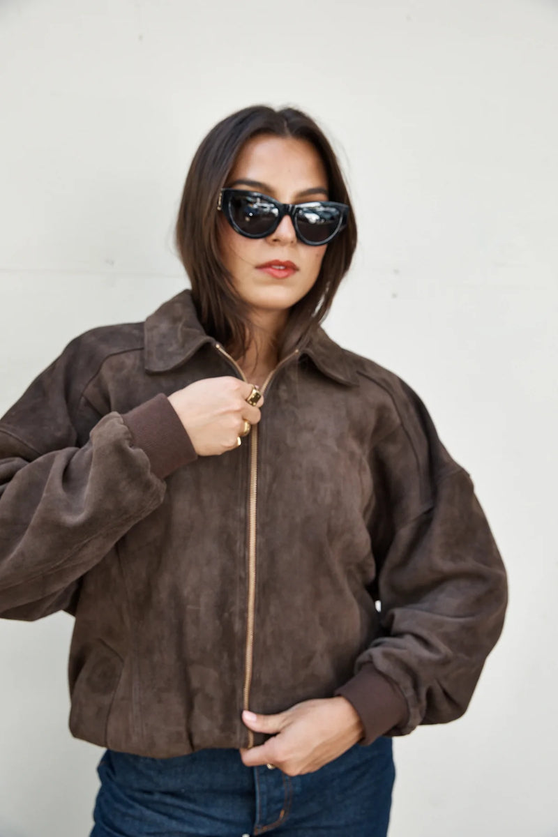 2nd Skin BLAIR SUEDE BOMBER - ESPRESSO