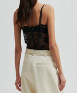 Second Female Social lace strap top,black