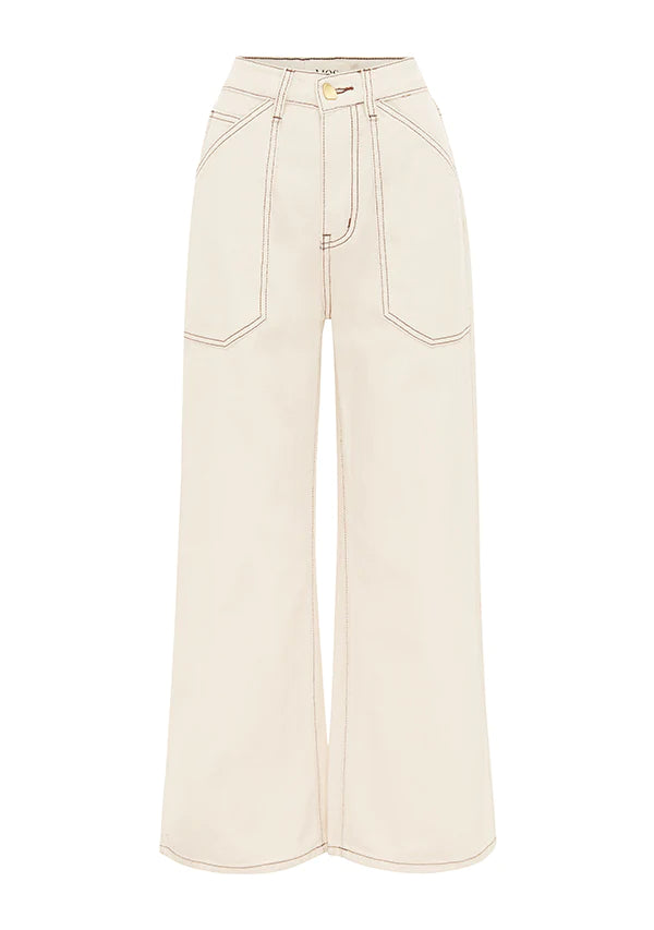 MOS Waterlily Denim Pants - Ivory