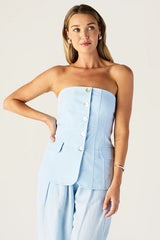 MOS The Label, Monaco Suiting Bustier, Ice Blue