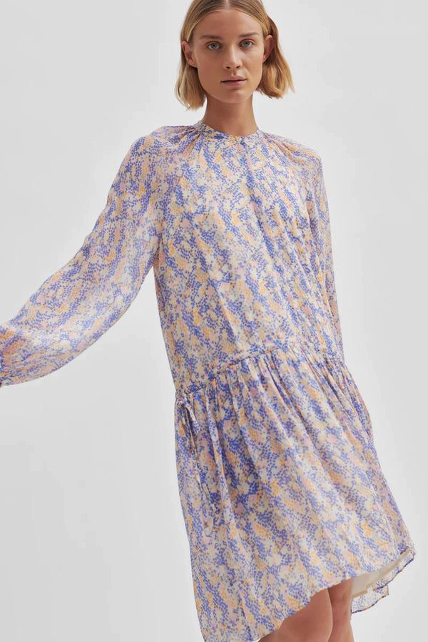 SECOND FEMALE Poppi Summer Print Dress - Amparo Blue