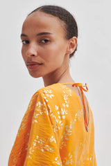 SECOND FEMALE Honesty V Neck Gold Print Dress - Apricot